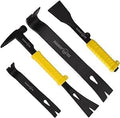 Profi Brecheisen Set 4-teiliges mit 12" und 7,5" flache Brechstange, 12" Nageleisen mit Hammer und Gummi-Softgriff, 9" Meißel