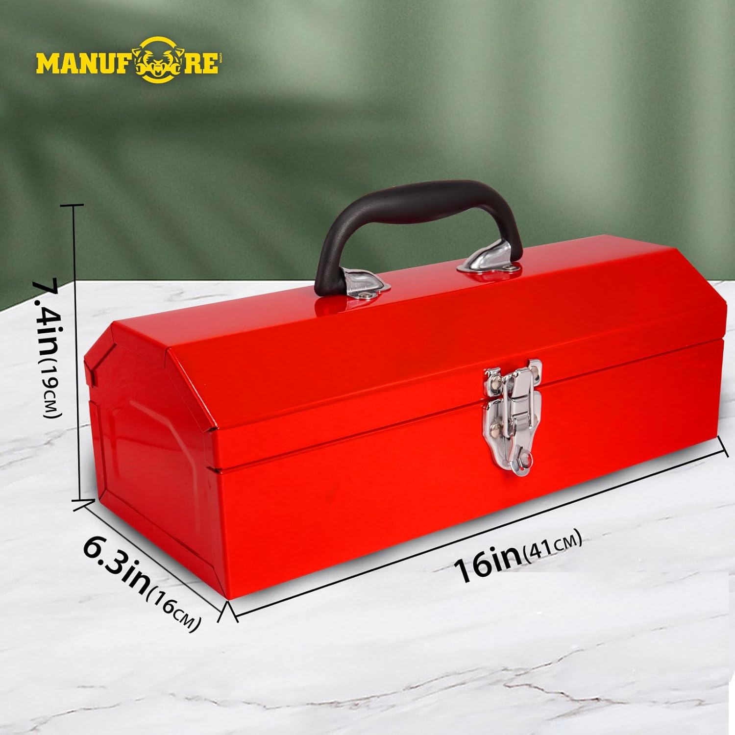 16" Große Metall-Werkzeugkiste,41cm Leerer Werkzeugkasten aus Metall, Tragbarer Werkzeugkasten Eisenblech Für Lagerung und Transport von Werkzeugen